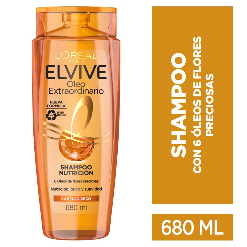 Shampoo Elvive Oleo Extraordinario 6 Oleos De Flores Cabello Seco 680 Ml