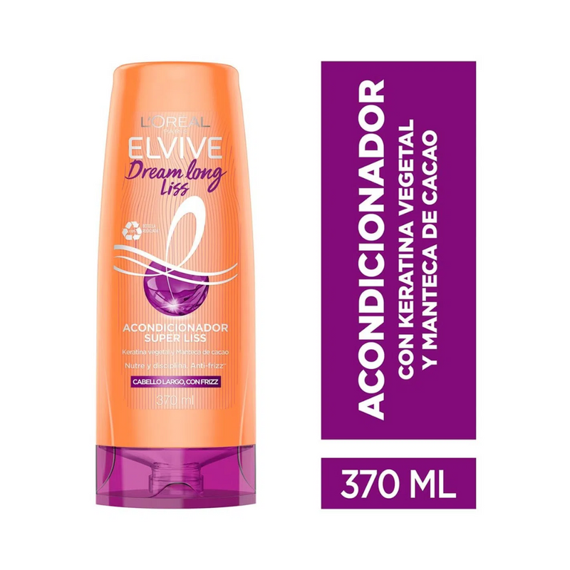 L'Oreal Paris Acondicionador Elvive Dream Long Liss Cabello Largo Con Frizz 370 Ml